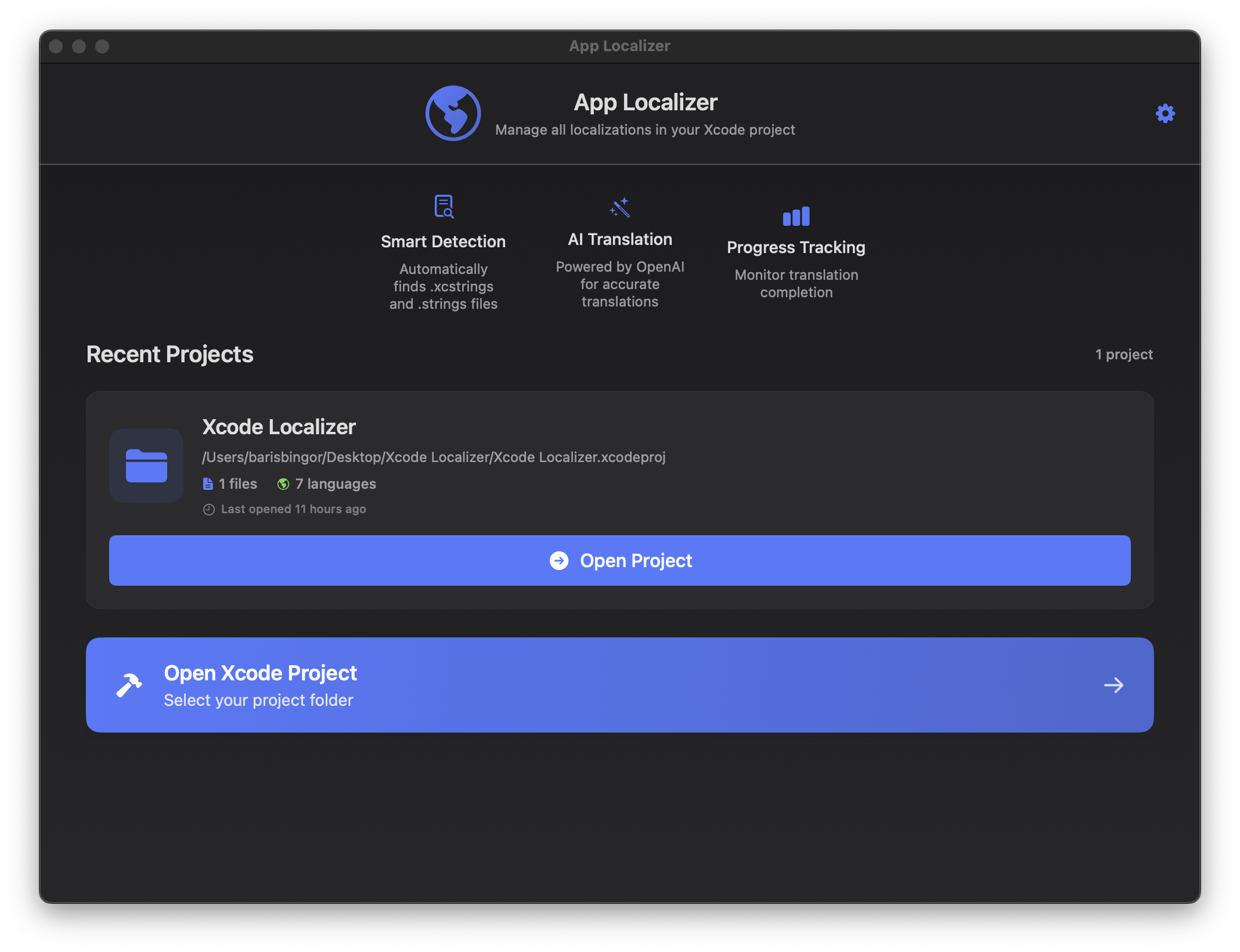 App Localizer Main Interface